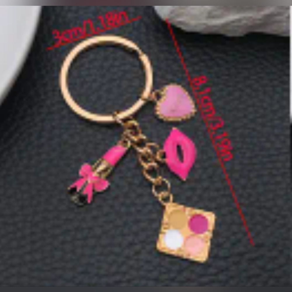 $10 VARIOUS VALENTINES DAY KEY RINGS BAG ACCESSORY RED + PINK W VALENTINE CHARMS - Picture 5 of 6